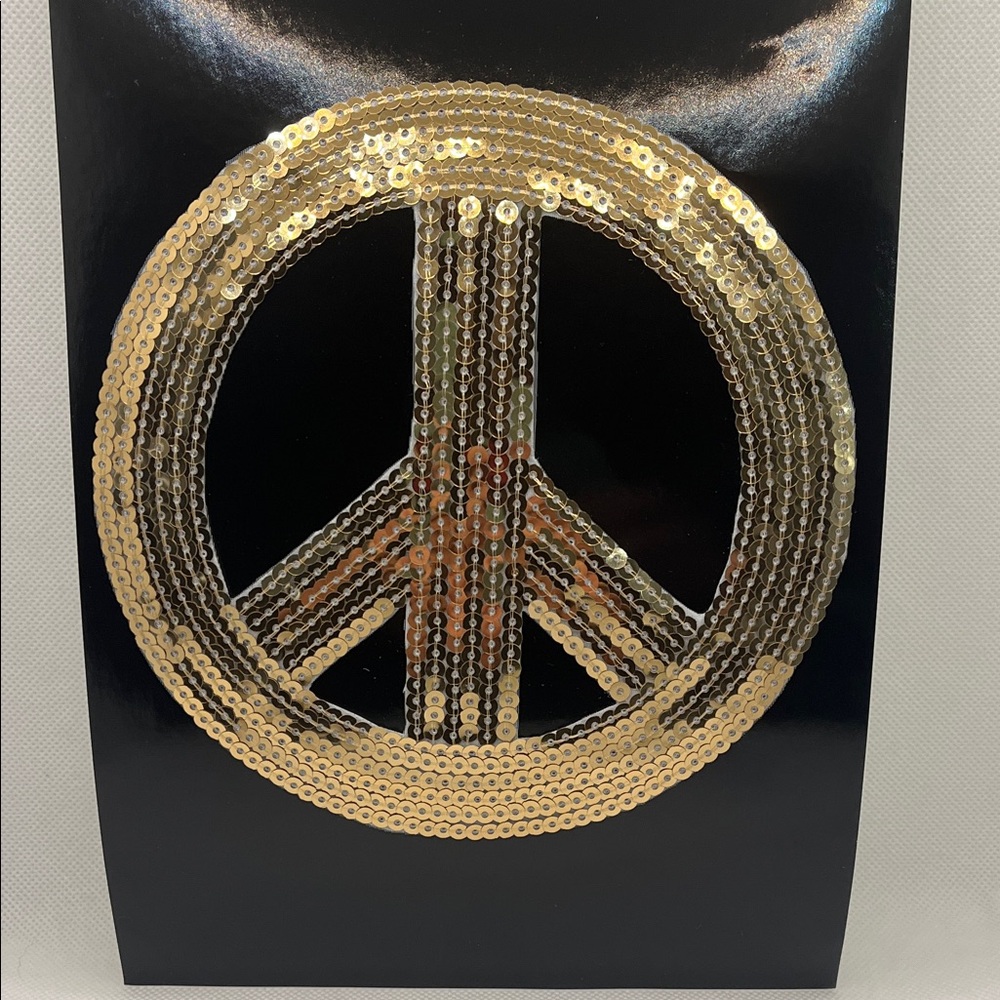 Gold Sequin Peace Sign Iron-On Transfer